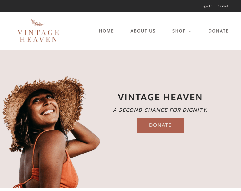Vintage Heaven small eCommerce website home page